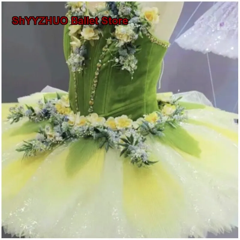 Children's Girls Performance Tutu Elegant Princess Sequin Mesh Tutu Swan Lake Little Swan Spaghetti Strap Tutu for Performances