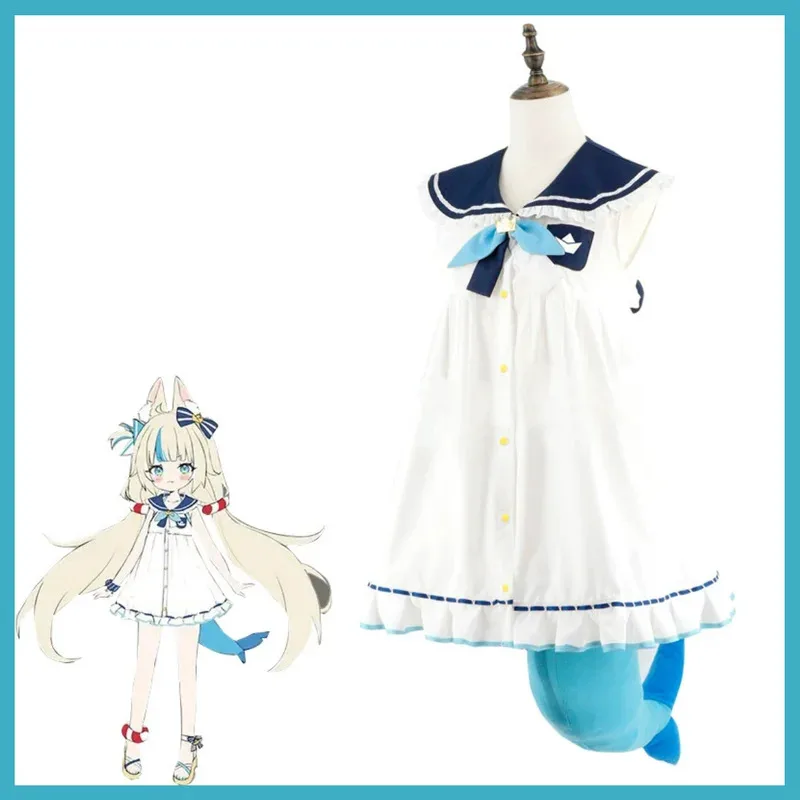

2025 22 Virtual YouTuber Gura Reincarnation of Shark Sameko Saba Cosplay Costume Vtuber Hololive Dress Tail Woman Kawaii Party S