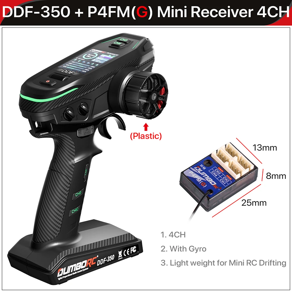 DUMBORC 2.4G 10CH Digital Radio Remote Controller DDF-350 Transmitter with Receiver for RC Car Boat Tank LCD FHSS System image 3
