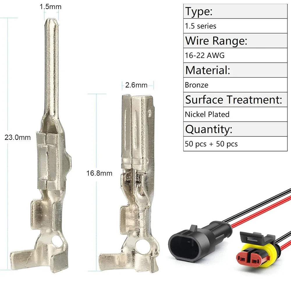 440Pcs Automotive Electrical Pin Connectors Kit 1.5/1.8/2.5/2.8mm Pin Terminals Wire Connector Pins Harness for 22-12 Gauge Plug