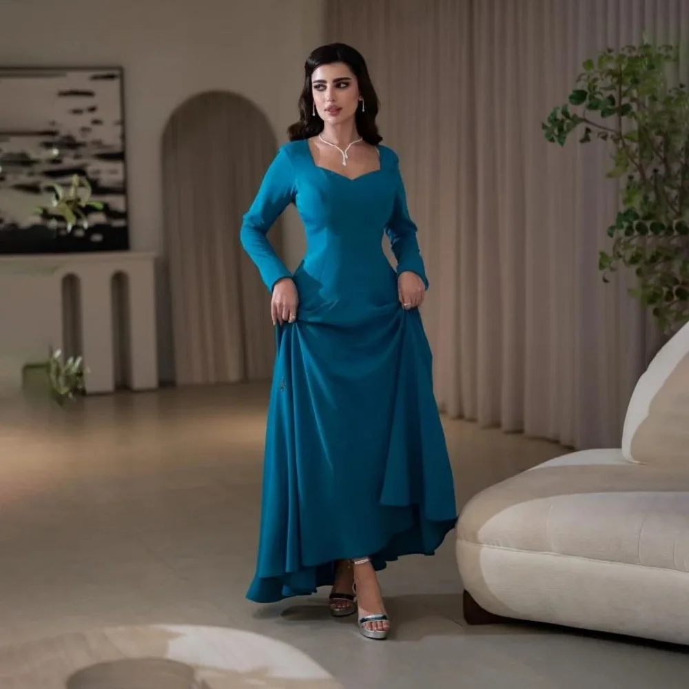 

Изысканное женское платье для выпускного вечера с рюшами по индивидуальному заказу, очаровательное вечернее платье трапециевидной формы с квадратным вырезом и оборками, женское вечернее платье