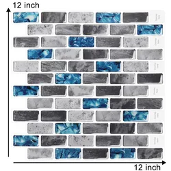 Blue Crystal Wall Paper Tile Peel and Stick Backsplash Kitchen Bathroom Self Adhesive Wall Tiles--1 Sheet