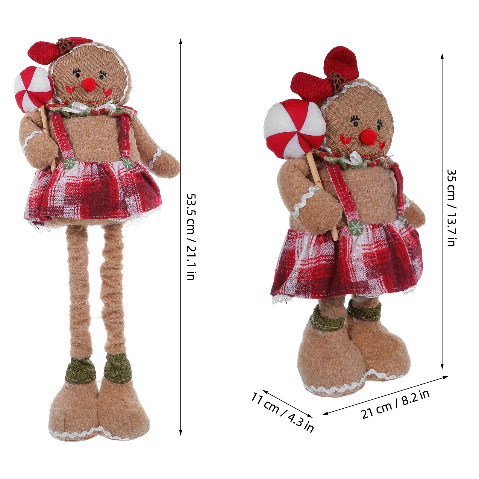 Plush Fabric Christmas Gingerbread Man Miniature Ornaments Standing Gingerbread Man With Extendable Legs Figurine Decoration
