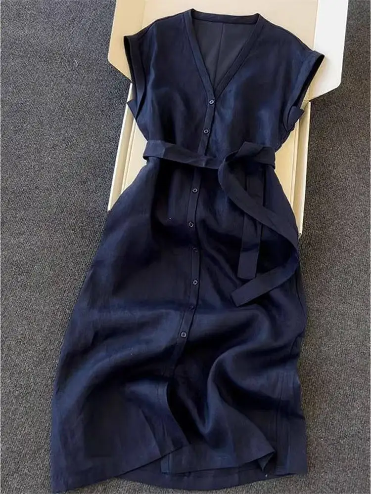 

Elegant Blue Dress High Waist A-Line Long Skirt Style Summer New Arrival Elegant Simple Fashion Women's plus Size Gown