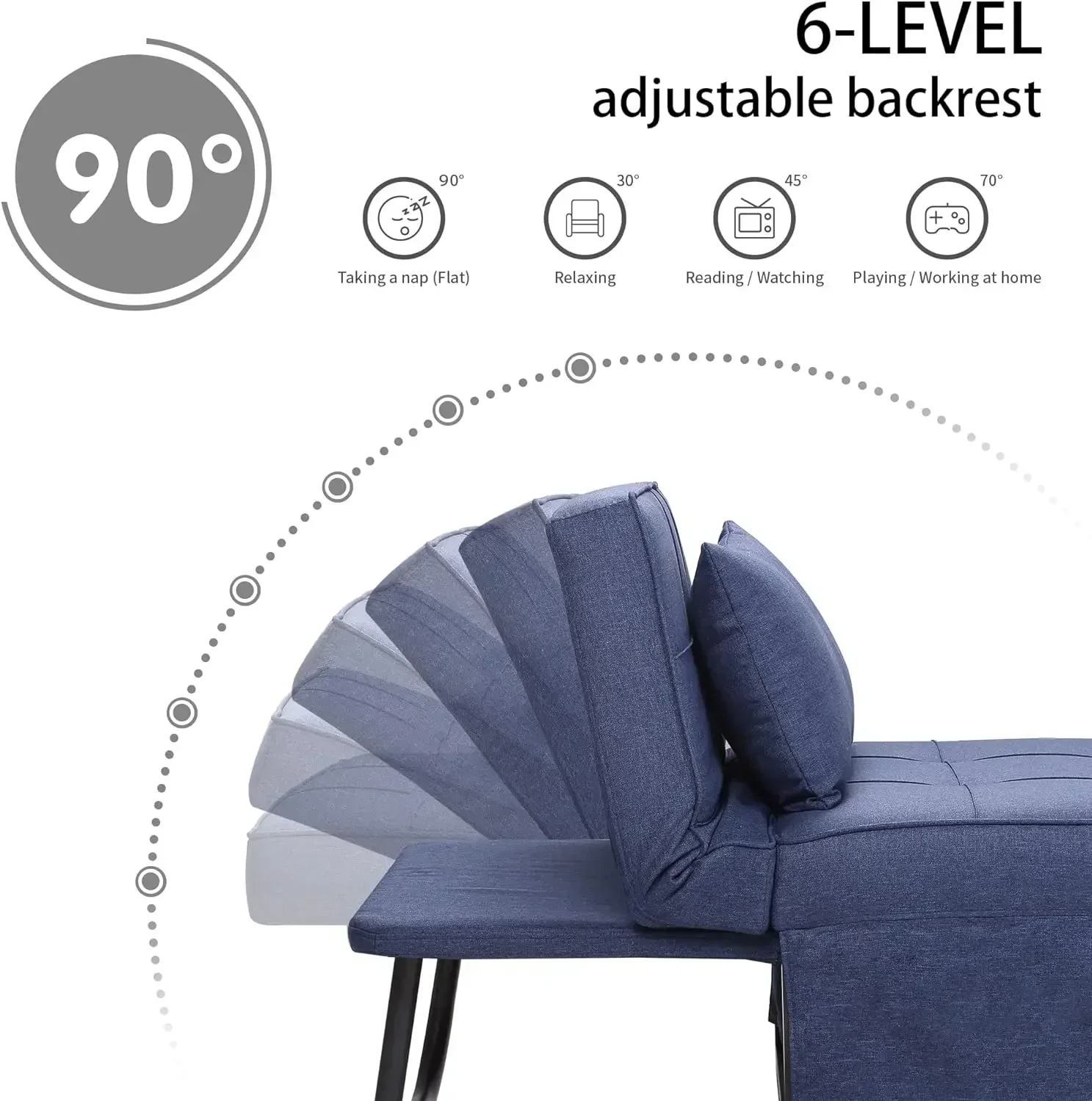 Multi-Function Folding Sofa Bed, Breathable Linen Couch  Adjustable Backrest, Modern Convertible Chair, 4 in 1