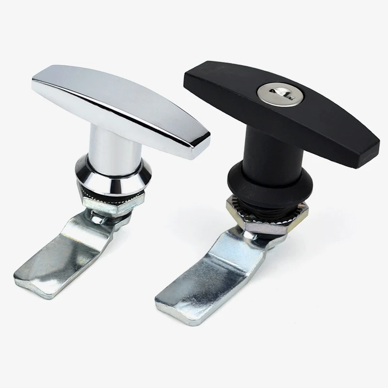 Handle Lock Rear Fixing T Zinc Alloy Tool Box Garage Door T Lock with Keys Industrial Cabinet Lock for Trailer Caravan Canop