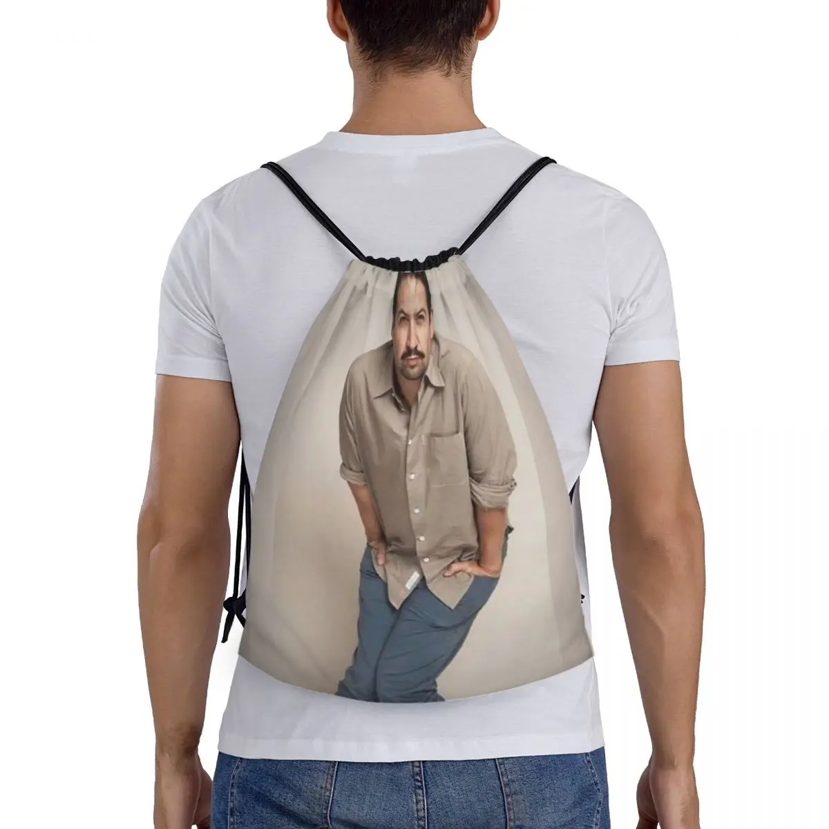 

Quirky Lin Manuel Miranda Backpacks Portable Drawstring Bags Sports Bag Book Bags for Man Woman School