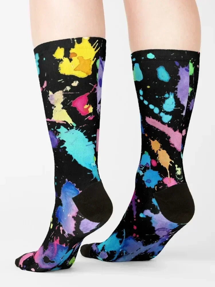 Black Background Paint Splatter Socks aesthetic tennis Men's Men Socks Luxury Brand Women's