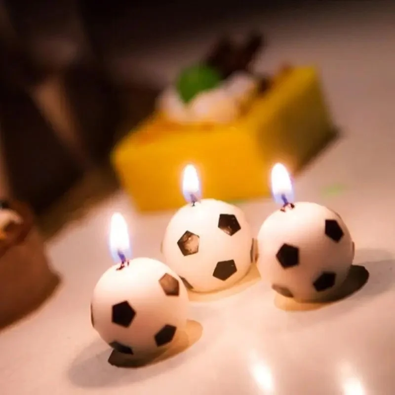 6 Velas Mini Futebol para Decoração de Bolo de Aniversário, Decorações de Festa com Tema de Futebol, Artigos para Festivais, Velas de Aniversário
