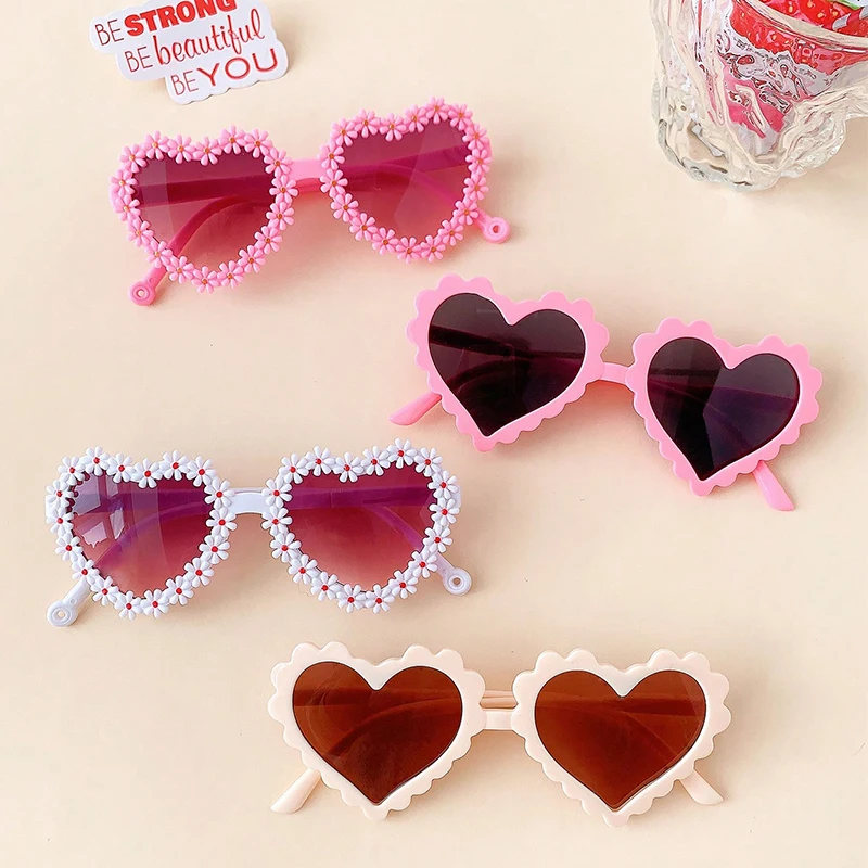2/4/8Pcs 6 Styles Girls Cute Fashion Colors Heart Cat Bear Ear  Children Kids Fashion Glasses Protection Eyewear Great Gift image 3