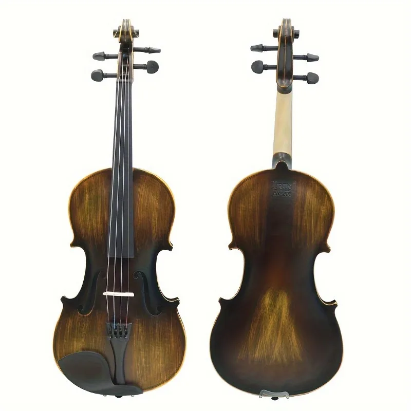 AV-206 Matte Violin, 4/4 Size, Solid Wood Construction,, Dark Brown, Beginners Practice Playing Musical Instruments