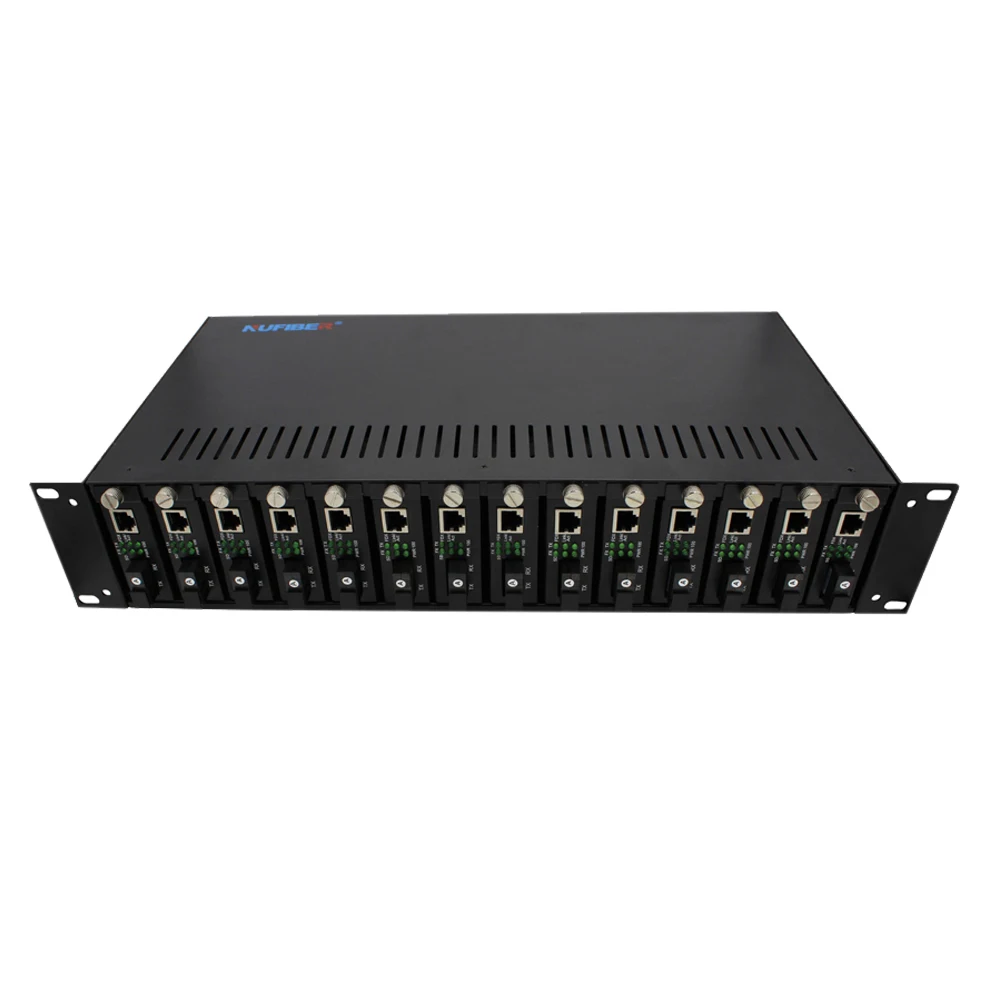 14-Slot 2U 19'' Media Converter Chassis 10/100/1000M Standalone IP 10/100M 10/100/1000M Rack Mount Media Converter Chassis