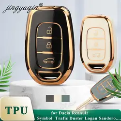 jingyuqin TPU Silicone Car Remote Key Shell Case For Renault Kwid Traffic Symbol Sandero Logan Lodgy Dokker Dacia Duster Protect