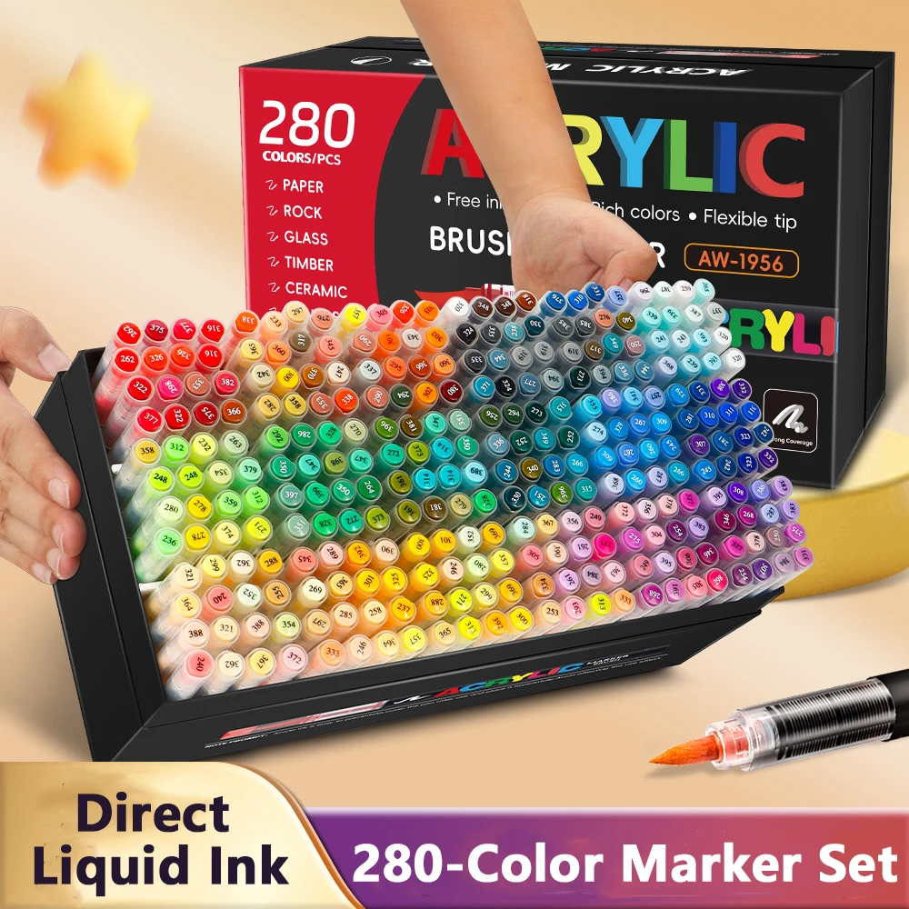 120/168/240/280 لون علامات فنية أنظمة ألوان كبيرة فرشاة ناعمة تلميح للمبتدئين للرسم DIY بها بنفسك حجر الفن اللوازم المدرسية