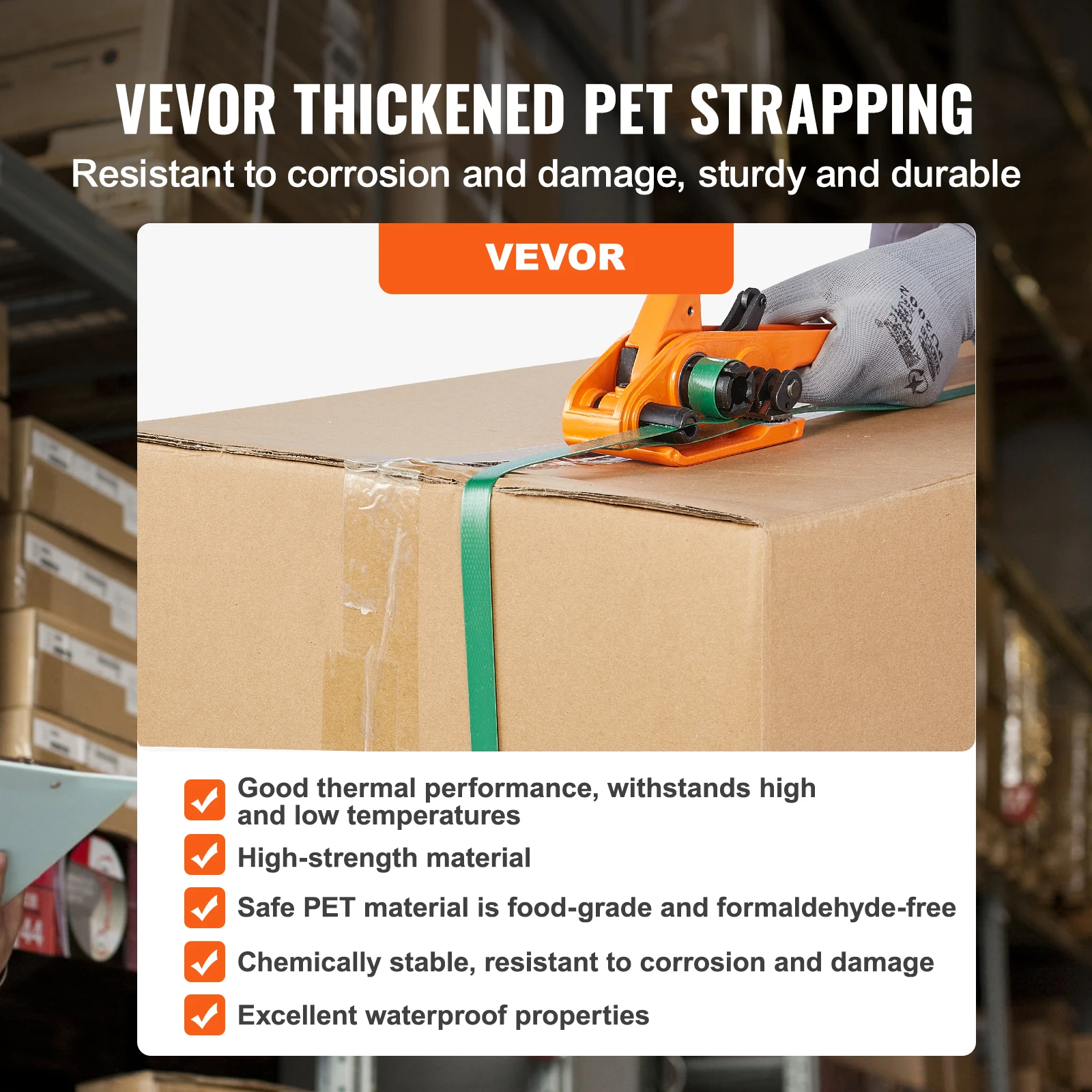 VEVOR Manual Plastic Strapping Banding Machine Packing Strap Baler with Tension Tool Packer 1000ft PET Band 300 Metal Seals Kit