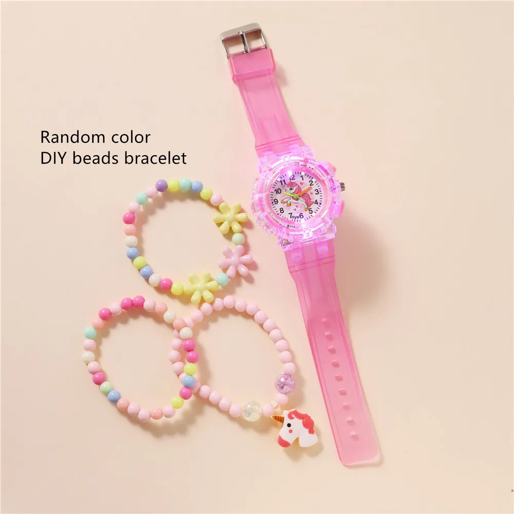 Cute Unicorn Glow-in-the-dark Flash Sports Watch Children\'s Cartoon Quartz Watch