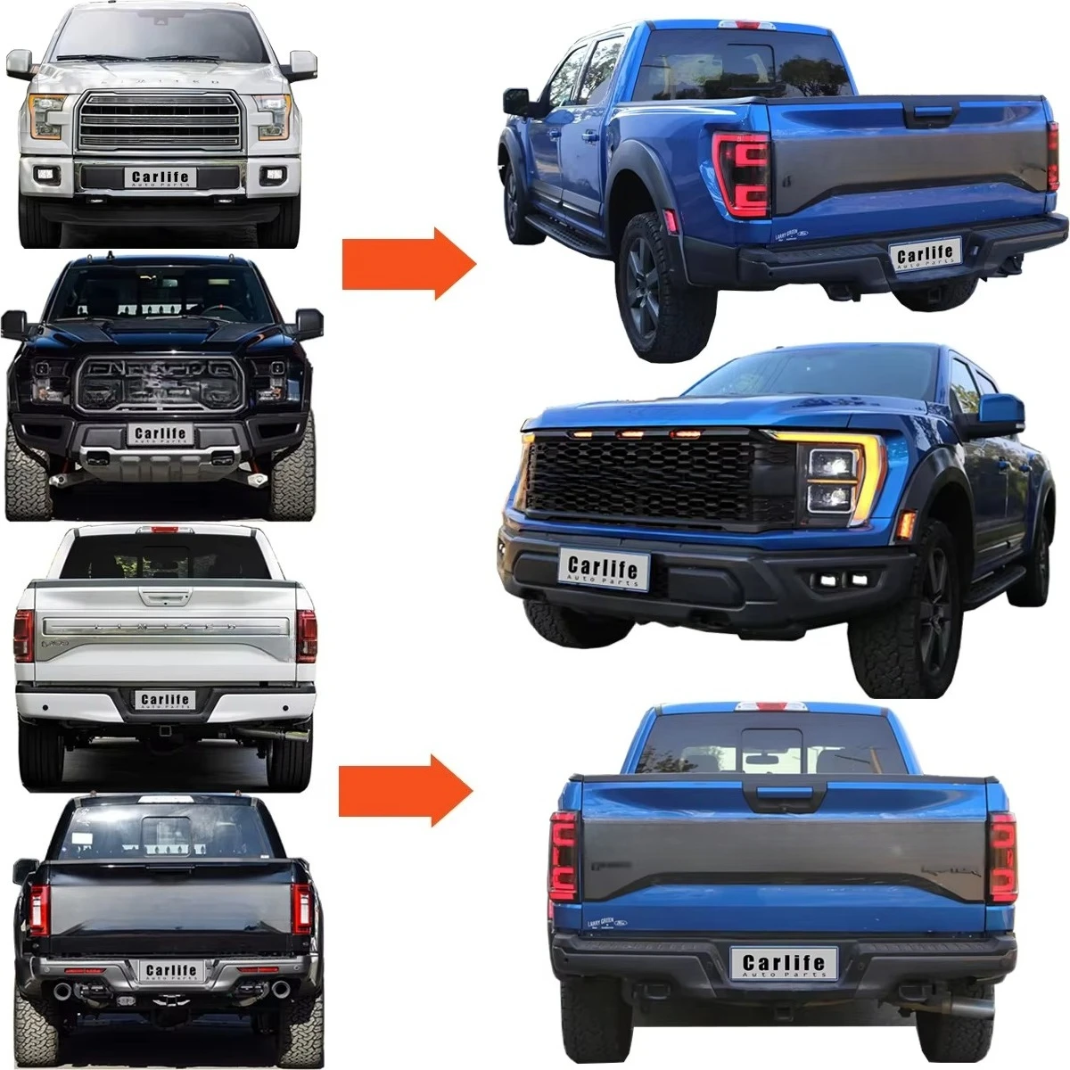 Perfect Fitment  Bumpers  Body Kit Use for Ford F150 2015-2020 Transform Into Retrofit Kits to 2022 raptor Look Like.