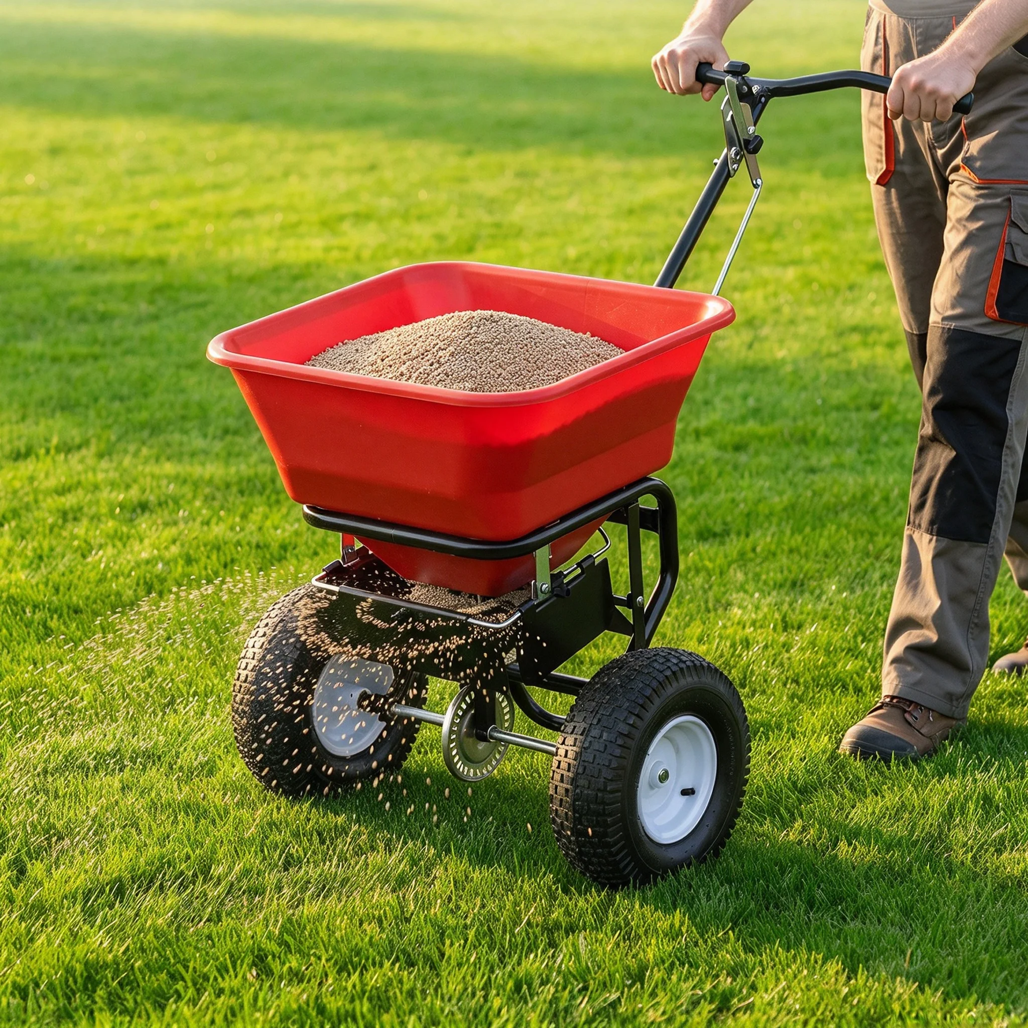 Fertilizer Spreader Walk Behind Broadcast - موزع بذر وسماد وذوبان الجليد عالي