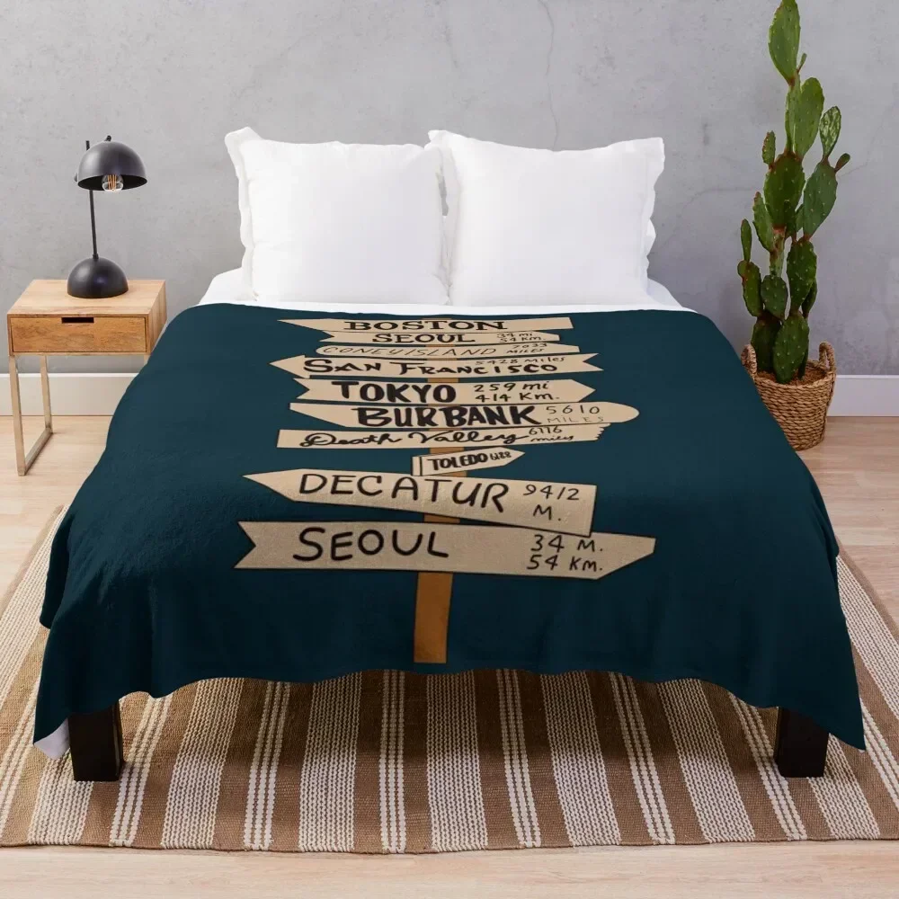 

Mash Location Signpost25 Throw Blanket Single Weighted for winter for sofa Blankets