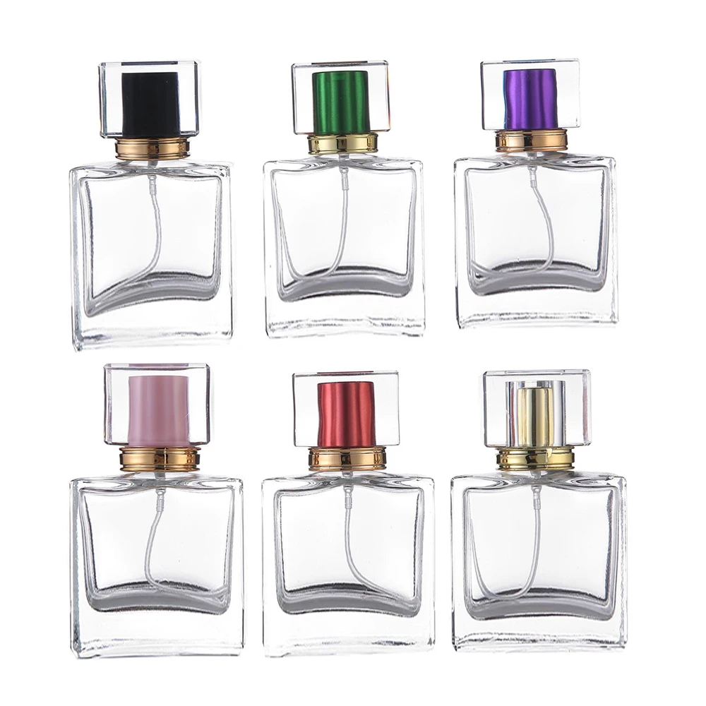 

5pcs 10pcs 20pcs 30ml 50ml Refillable Spiral Thick Bottom Square Glass Atomizer Spray Perfume Bottle Cosmetic Empty Container