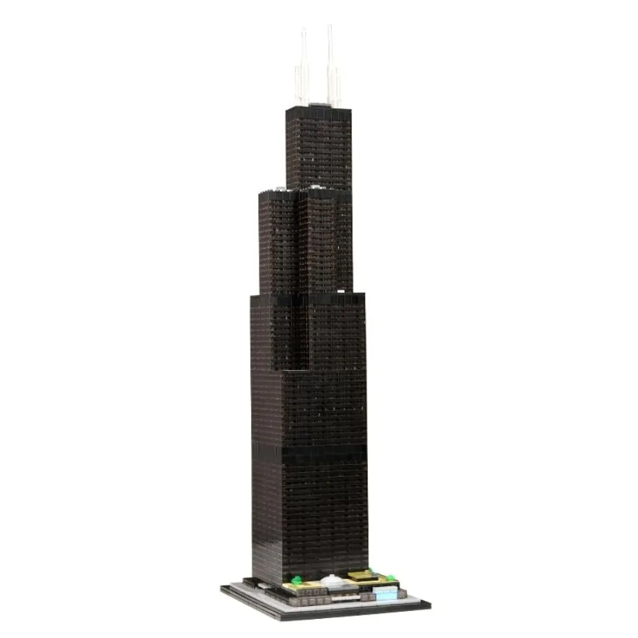 

Набор строительных блоков Willis Tower в масштабе 1:800, модель архитектурного памятника Чикаго, серого цвета, 2847 деталей, для взрослых и подростков.