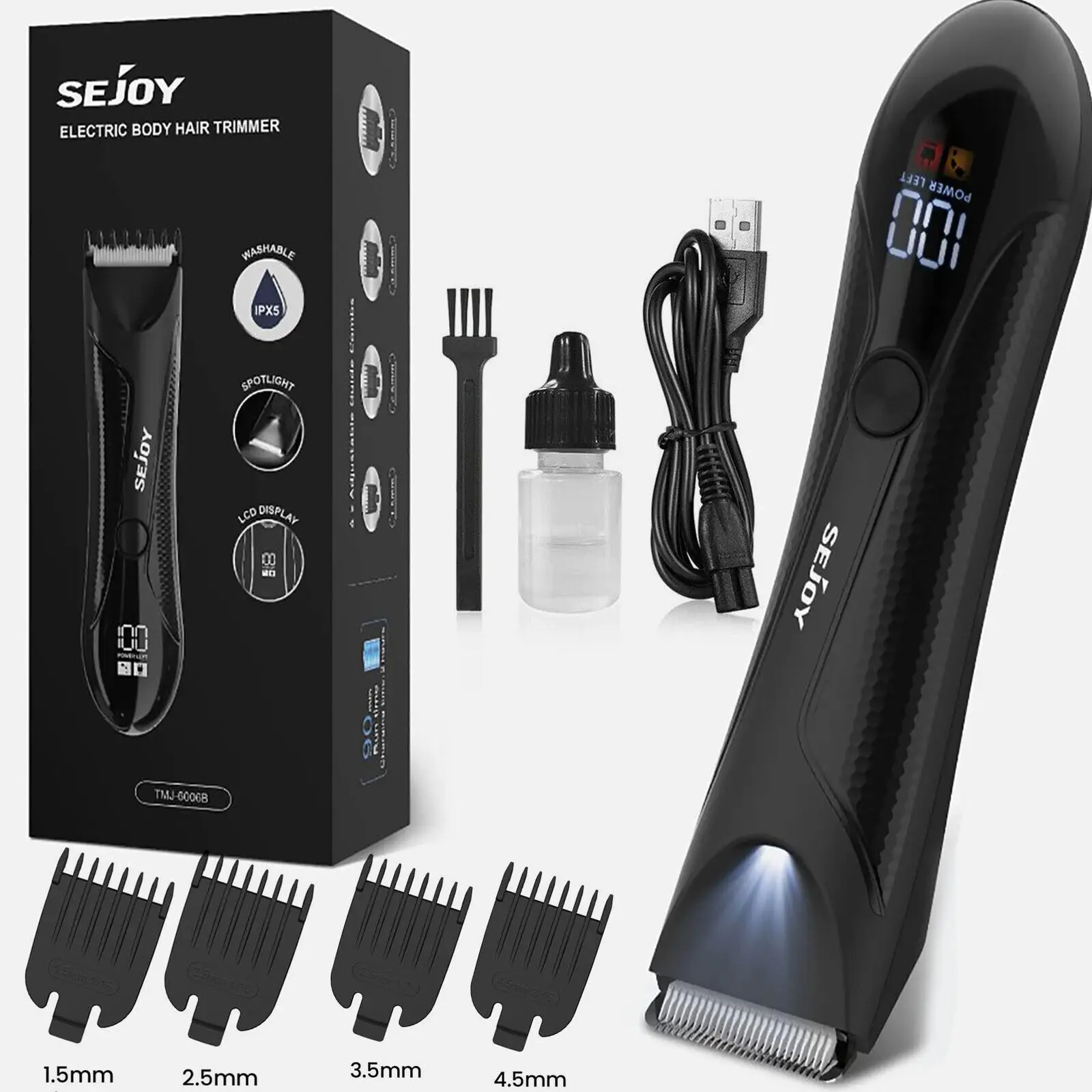 Sejoy Hair Clippers Body Trimmer Set Electric Pubic Hair Trimmer Groin Body Hair Ball Shaver Clipper Waterproof