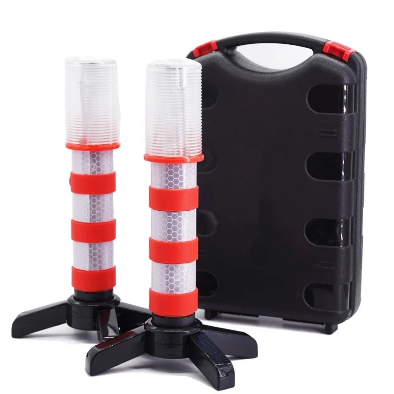 2 قطعة ضوء تحذير مصباح يدوي مغناطيسي الطوارئ على جانب الطريق مشاعل تلسكوبي باتون منارة السلامة ضوء إحترافي مصابيح تنبيه الإشارة