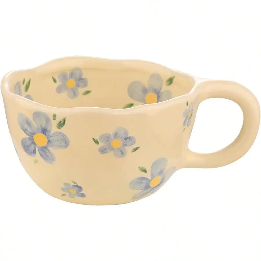 

Ceramic Mug Cute Coffee Cup Strawberry Themed Mug Stylish Aesthetic Mug Vintage Floral Mug Ceramic Teaware Perfect For Tea Coffee Milk And Oatmeal 10 Oz 300 Ml