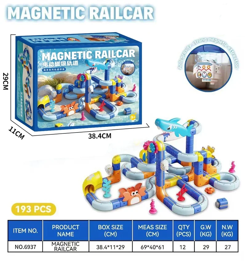 Kinder Elektrische Magnetische Saug High-Speed Orbit Vielseitig Track Auto Unterwasser Welt Serie Puzzle Spielzeug Montage Weihnachten Geschenke