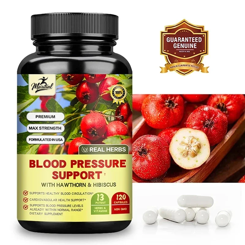 Blood Pressure Support - Supports Cardiovascular , Improves Blood Circulation, Boosts Energy And Immunity