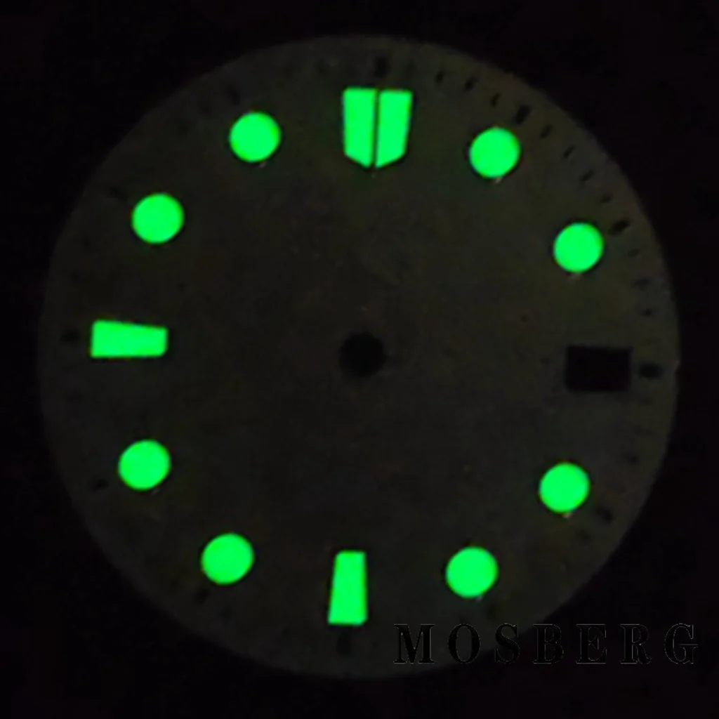 قرص ساعة 28.5 ملم لـ NH34 NH35 NH35A مع نافذة التاريخ وجوه ساعة مضيئة تناسب الساعة 3.0 3.8 حركة أوتوماتيكية