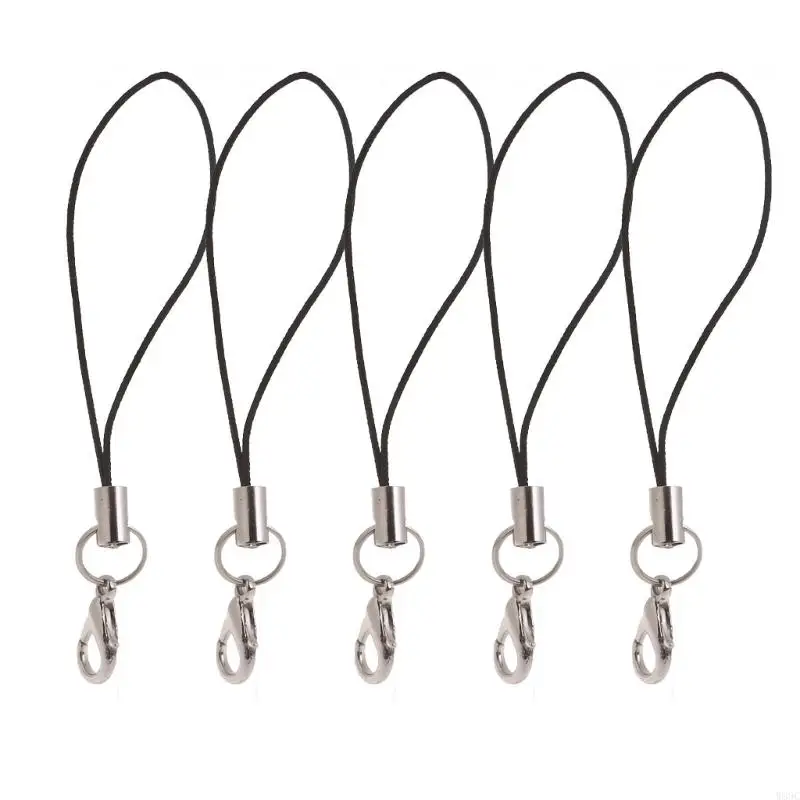 W89C Wireless Earphone Keychain Universal Anti-lost Nylon Lanyard Strap Black