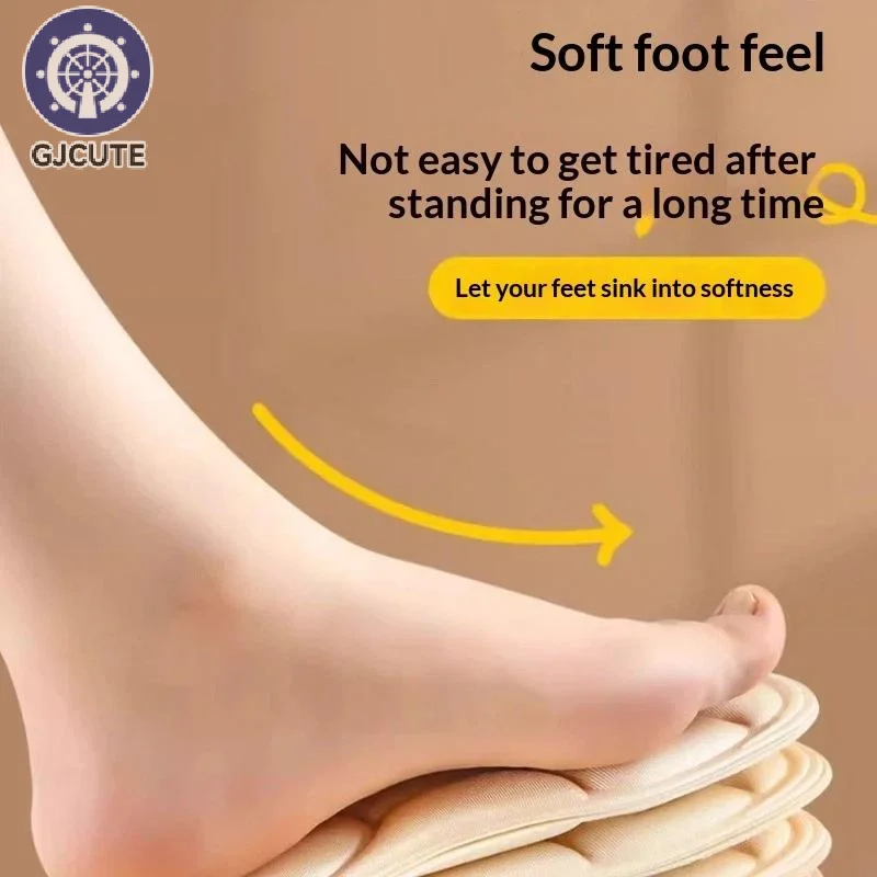 1Pair 5D Massage Memory Foam Insoles Thickening Breathable Cushion Cushioning Comfort Suitable For High Heels Insoles