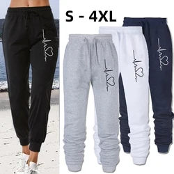 2023 Womens Sweatpants Loose Long Pants Fashion Electrocardiogram Printed  Trousers Spring Autumn Winter Sweatpants S-4XL