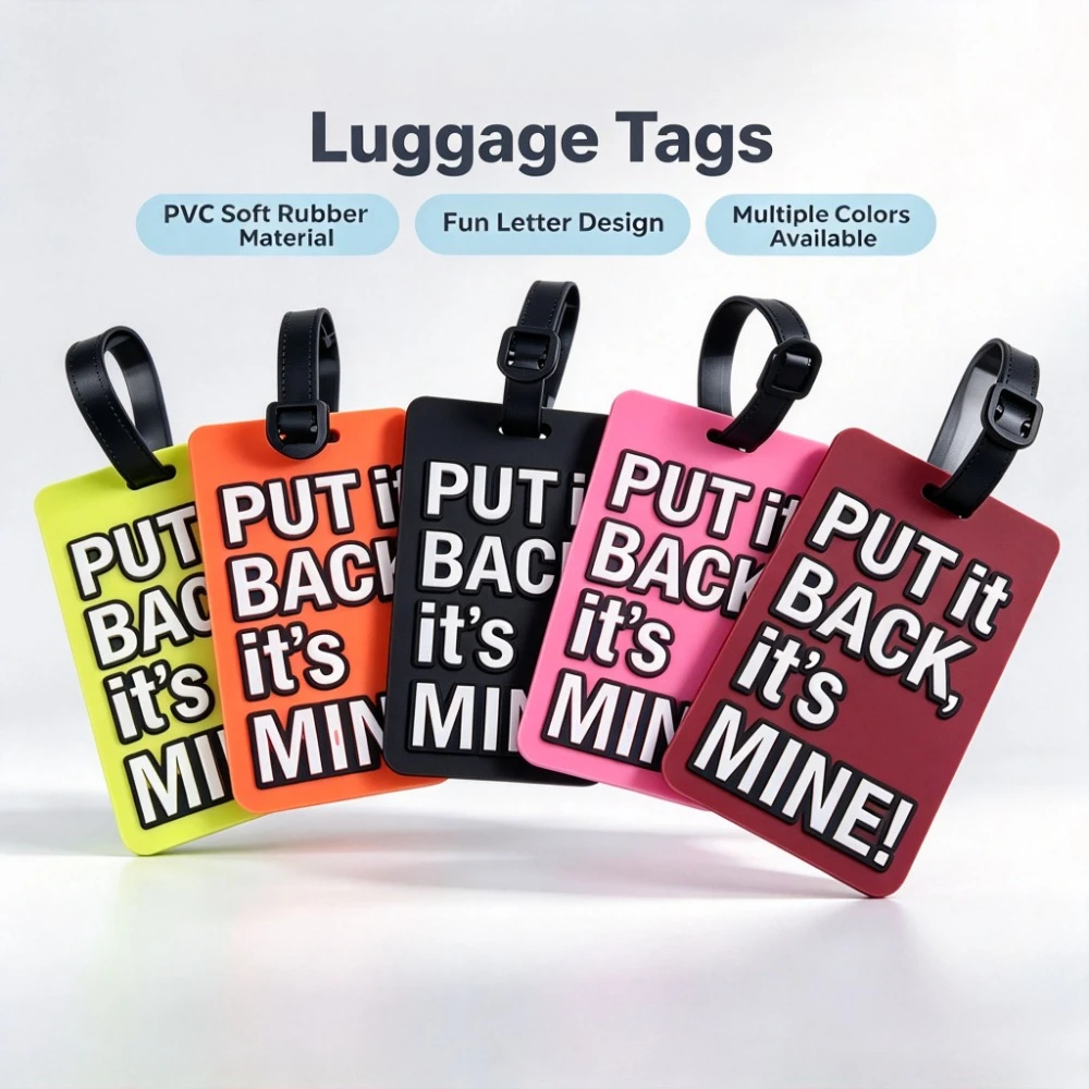 Colorful Letter PVC Luggage Tag, Portable Travel Suitcase ID Name Tag with Strap, Anti-lost Baggage Label for Airport Travel