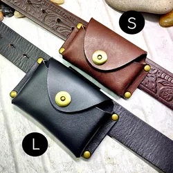 Blongk Small Waist Pack Leather Belt Bag Hand-made on Belt Wallet Card Holder Driver's License Case MHF