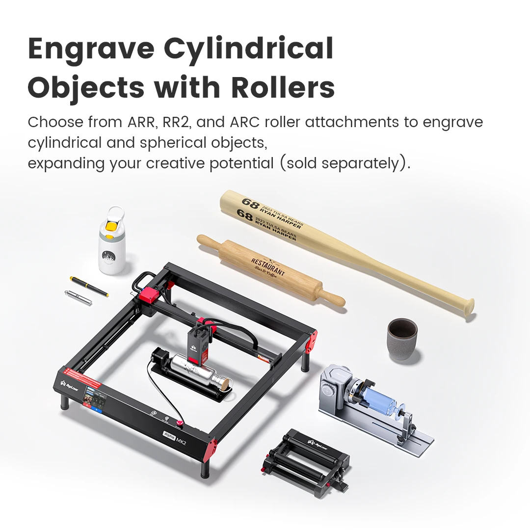 AlgoLaser Alpha 비즈니스 레이저 절단기, 3.5 인치 터치 스크린 앱 오프라인 제어, 금속 유리 목재용 DIY 조각기 도구, 22W