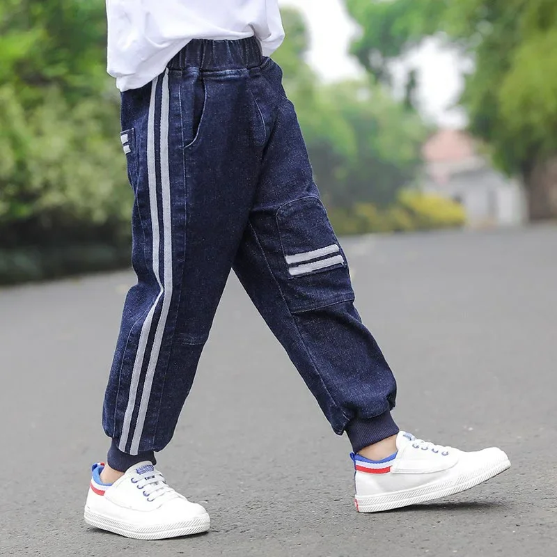 DIIMUU Kids Boys Jeans Spring Baby Boys Thin Pants Clothes Denim Long Pants Children Boy Casual Bowboy Long Trousers 5-11 Years