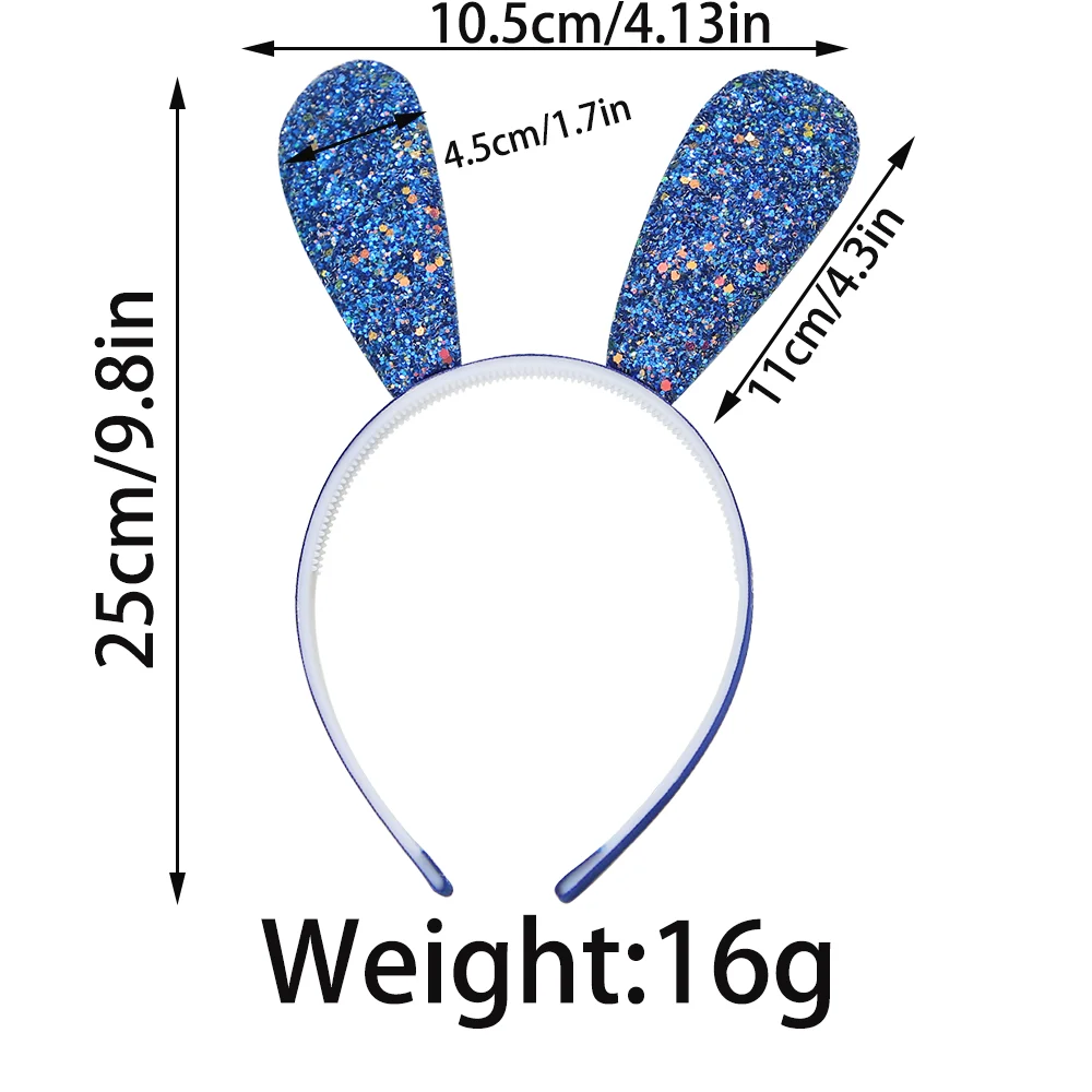 ウサギの耳のヘッドバンド,キラキラスパンコール,キラキラヘッドバンド,金属製のフープ,ヘアバンド,パウダー,パーティーの装飾
