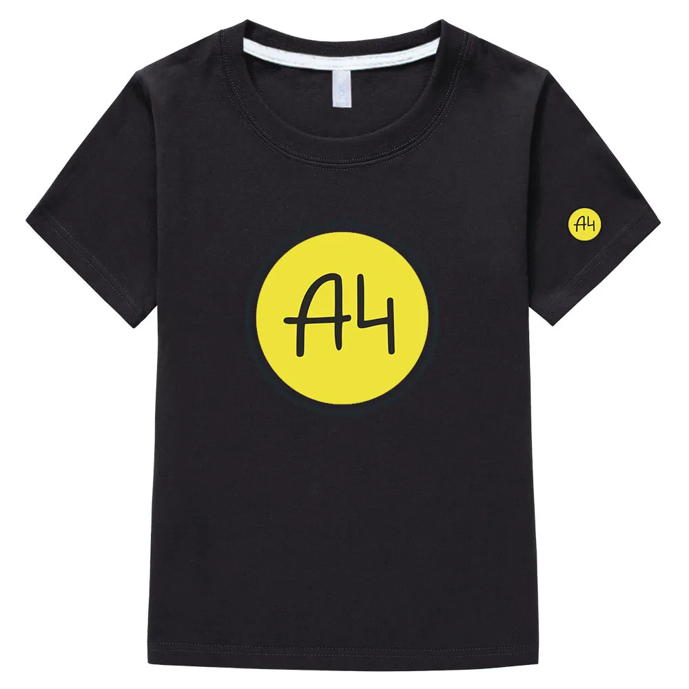 Children's Merch A4 T Shirts 100% Cotton Summer Family Clothing Boy's Cartoon A4 Print Fashion T-shirt Girl's Casual Tee Tops