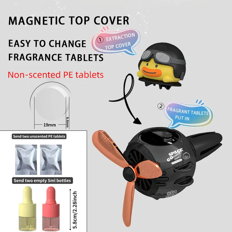 1pc novo carro tomada magnética aromaterapia dos desenhos animados clipe de tomada aromaterapia presente criativo do carro (dois peças pe insípido e dois 5ml