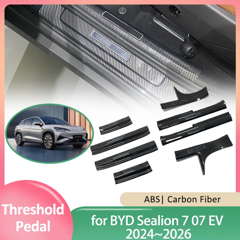 

Накладка на порог автомобиля для BYD Sealion 7 07 EV 2024 ~ 2026 ABS Добро пожаловать, защита порога педали, наклейка, часть аксессуаров