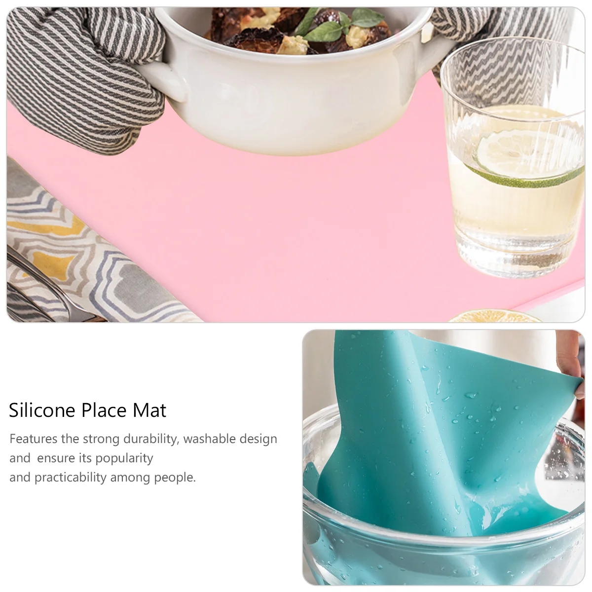 

Silicone Placemat Table Mats Washable Heat Resistant Solid color Dining Room Decor Lightweight