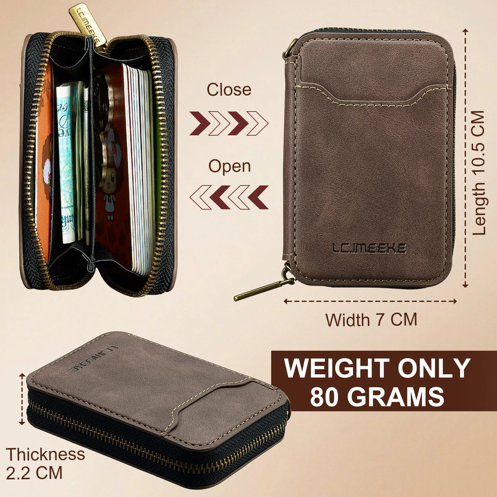 Magnetic Attraction Zipper Leather Card Slot Wallet for iPhone 17 Samsung Galaxy Google Xiaomi Phone MagSafe Magnetic Phone Bag
