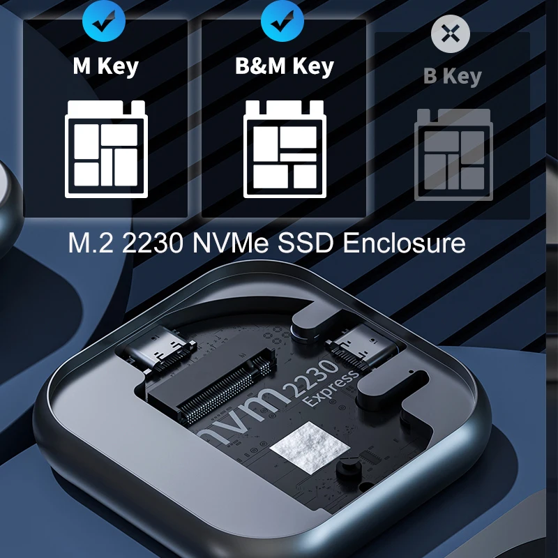 마그네틱 M.2 2230 NVMe SSD 인클로저 100W PD Type-C 4K HDMI 어댑터 도킹 스테이션 SSD 케이스 USB C-NVMe for Phone MacBook ,Magnetic M.2 2230 NVMe SSD Enclosure 100W PD Type-C 4K HDMI  Adapter Docking Station SSD Case USB C to NVMe for Phone