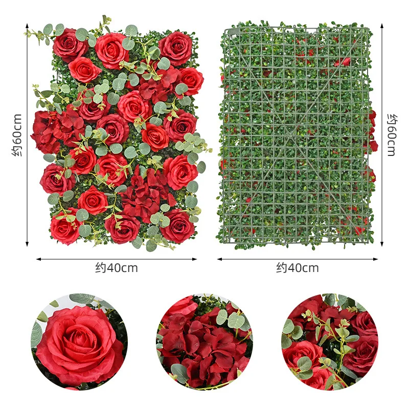 Artificial Flower Wall Stereo Background Eucalyptus Leaf Rose Flower Showcase Large Wedding Party Baby Shower Wall Decor