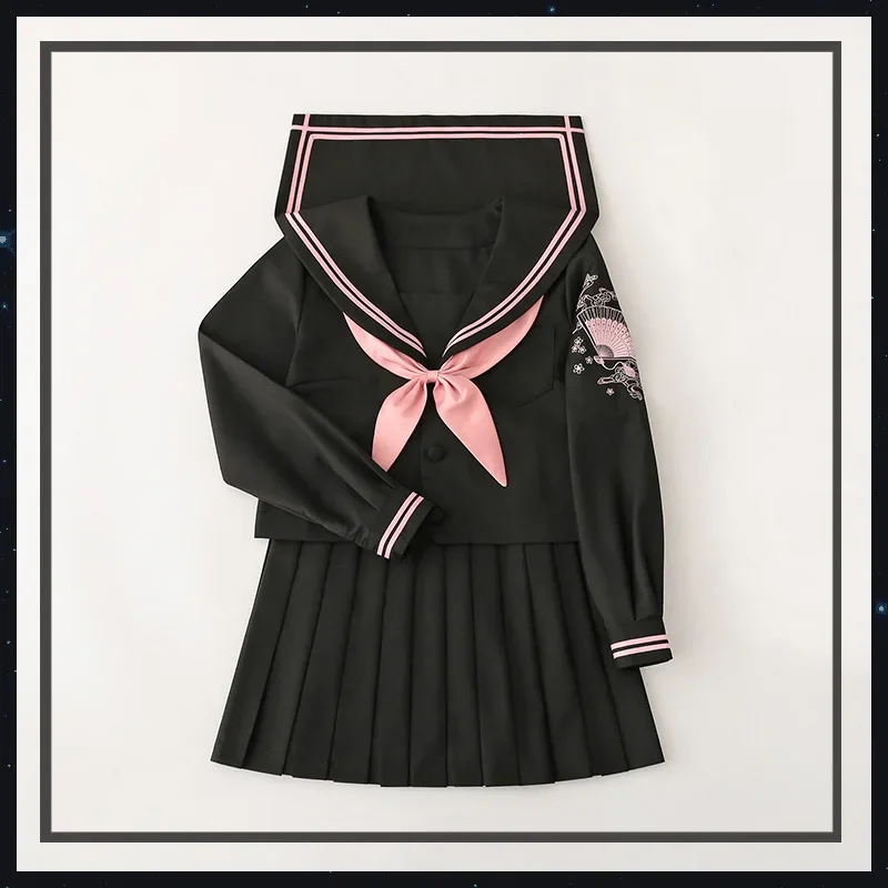 日本の-jk-制服高品質クラス制服セーラースーツ学校ピンクスーツ女の子トップス-スカート送信ネクタイ学校制服服