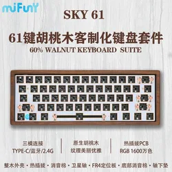MiFuny SKY GH60% 61/64/100 Key Wireless Mechanical Keyboard Kit Bluetooth RGB Tri Mode Hot Swap Maple Walnut Wood Metal Keyboard