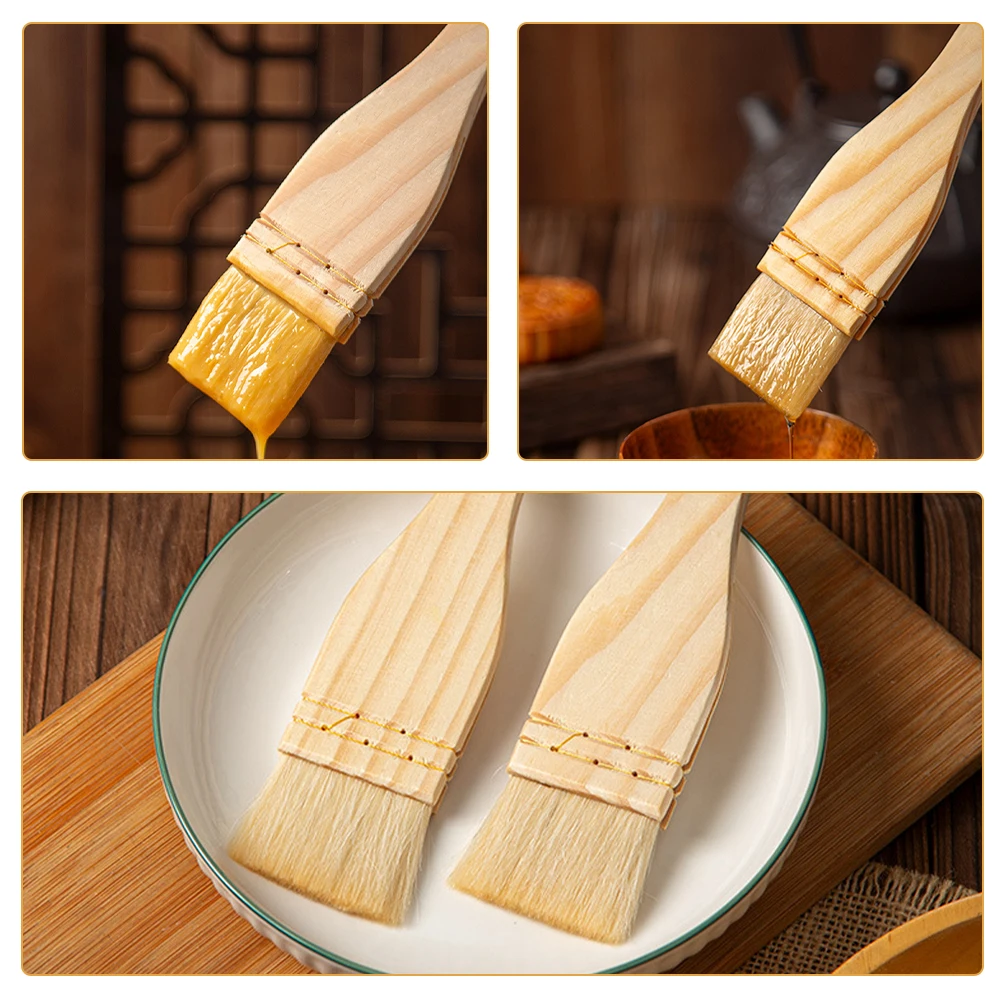

Wool Bbq Brush Wooden Handle High Temperature Resistant Barbecue Oil Basting Brush for Cooking Baking Sauce