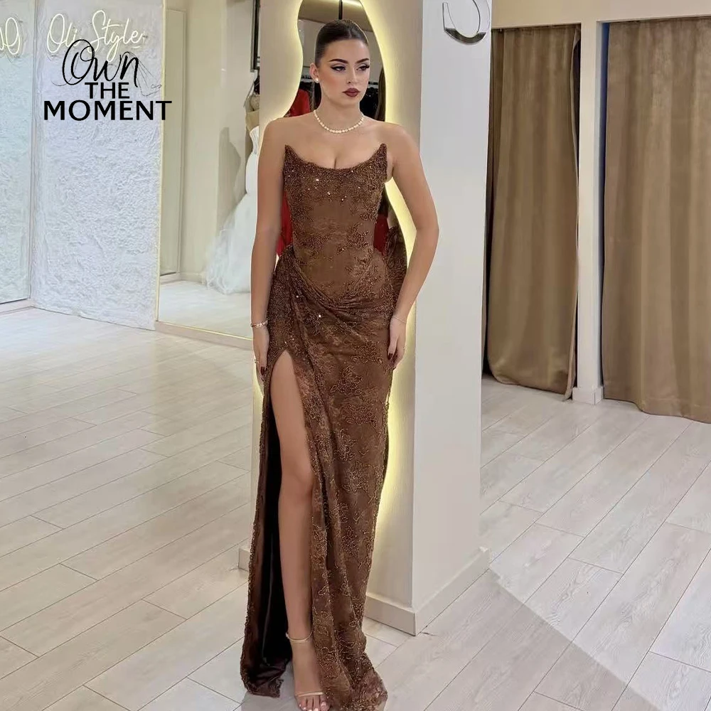Robe Zaftique Marron Chocolat - Dentelle Triangle, Bordure, Tailles Grandes (0Z-5Z/14-4X-5X), Neuve Sans étiquettes